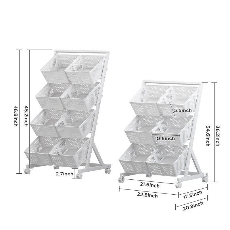 46.8'' H x 22.8'' W Utility Cart with Wheels, White