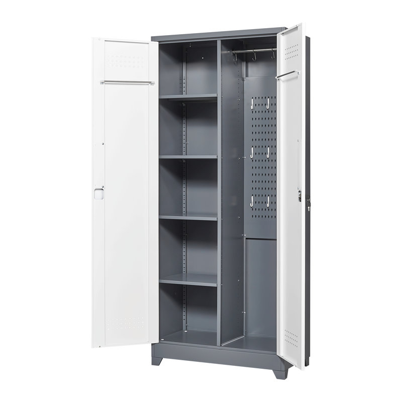 Cleaning Tool Cabinets With Locking Doors, High Broom Tool Storage Cabinets, Adjustable Shelves, Large Cabinets For Kitchens, Offices, Shops.(72 Inches)