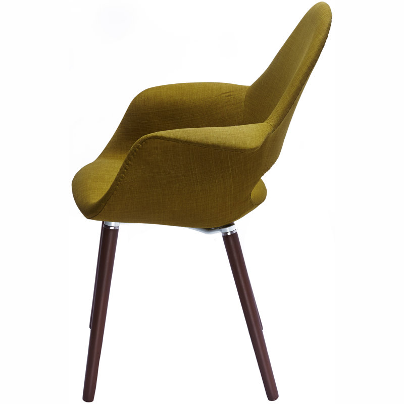 Robelmont Set of 2 Dining Chairs - Mid-Century Modern Upholstered Armchairs with Dark Wood Legs - Kitchen & Dining Room Accent Chairs