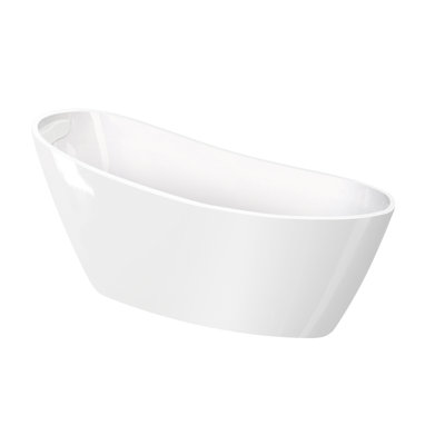 Transolid 67 in. Aaliyah Grande Freestanding Acrylic Soaking Bathtub with Reversible End Drain and Brushed Nickel Hardware in Gloss White