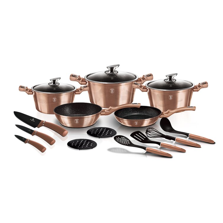 Costway 17Pcs Hard Anodized Nonstick Cookware Pots and Pans Set Dishwasher  & Oven Safe