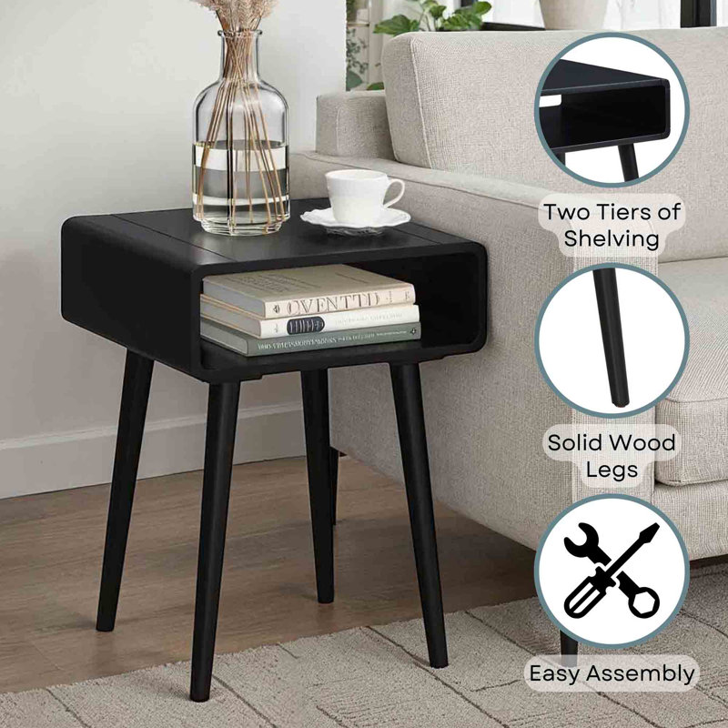 Kays End Table with Shelf, Black