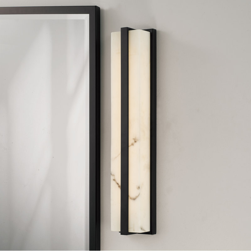 4.75" W x 24" H ADA Integrated LED Vanity Bath Bar in Matte Black with Alabaster Glass, Matte Black
