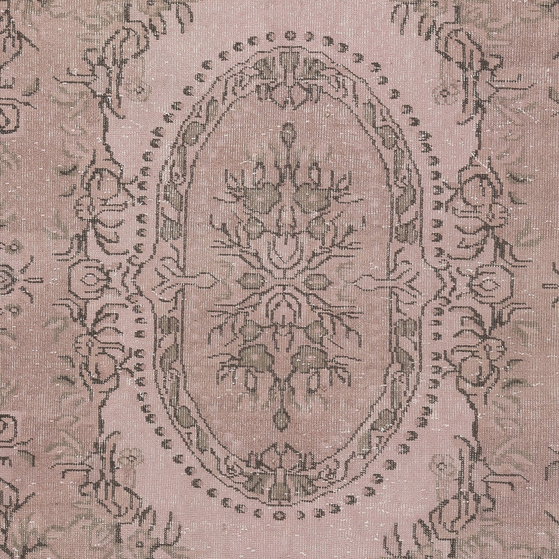 Tapis antibactérien de couleur rose doux 6,3 x 10 pi. Tapis turc noué à la main