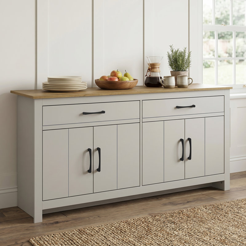 Alezae 4 Door 2 Drawer Multifunctional Sideboard, Light Grey