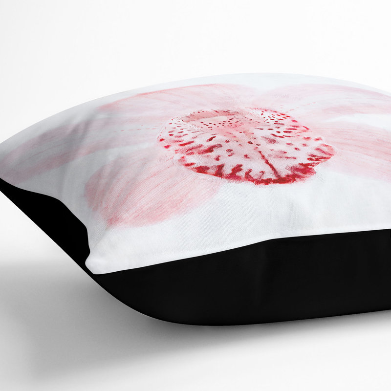 Light Boat Orchid Painting Cushion with Filling, 55cm H x 55cm W x 20cm D, Black