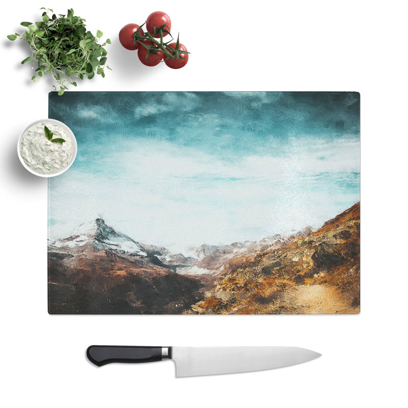 Tempered Glass Matterhorn Mountain Switzerland Abstract Chopping Board, 20 cm x 28.5 cm