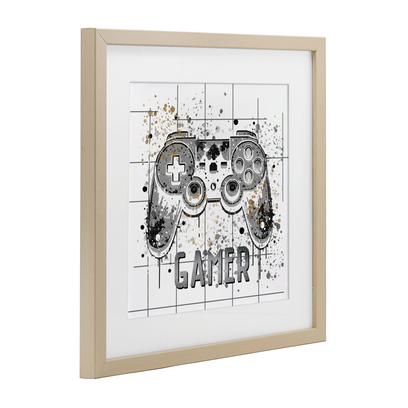 «Gamer with Pixel Splatter», reproduction d'art sous verre, conception de Kim Allen, H 13 po x l 13 po