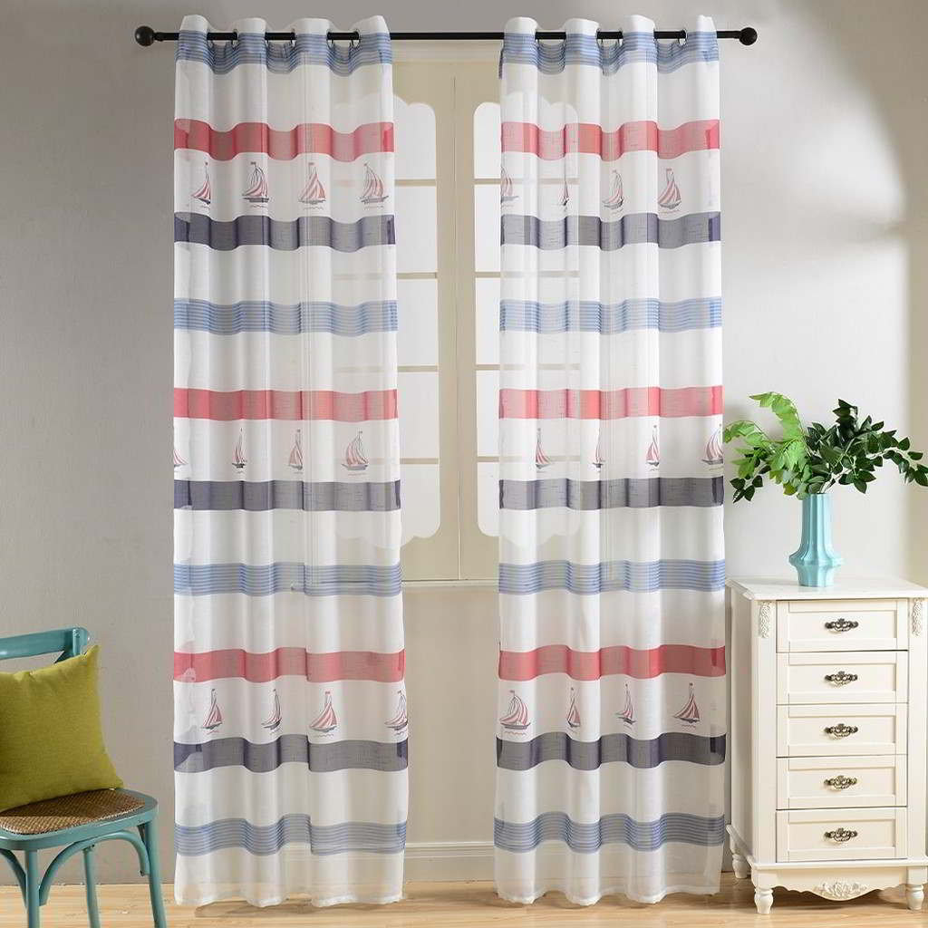 Cordell Tall Window Striped Sheer Grommet Single Curtain Panel Longshore Tides Curtain 