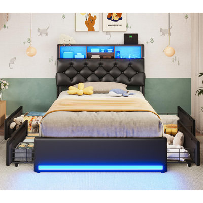 Upholstered Platform Storage Bed
