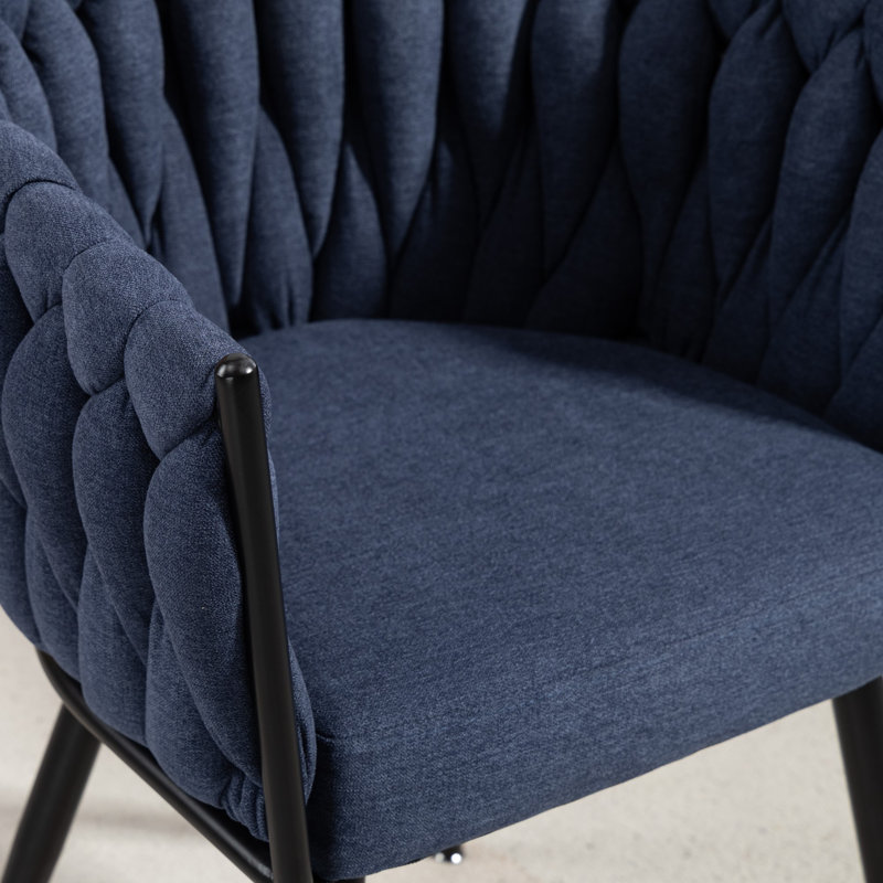 Polyester Upholstered Metal Upholstered Back Accent, Blue
