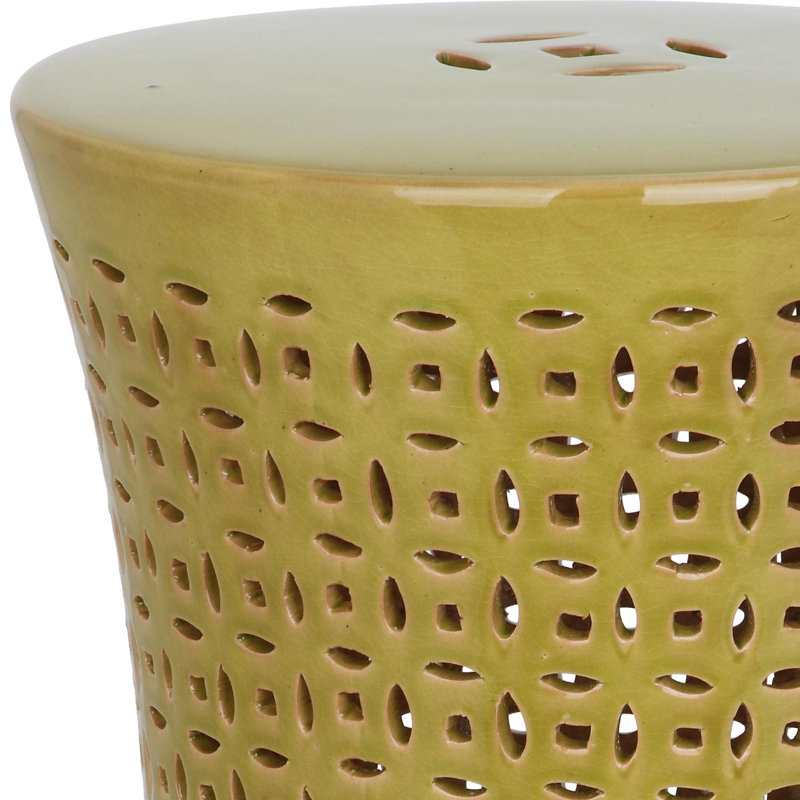 Tabouret de jardin en céramique Alondo, Vert printemps