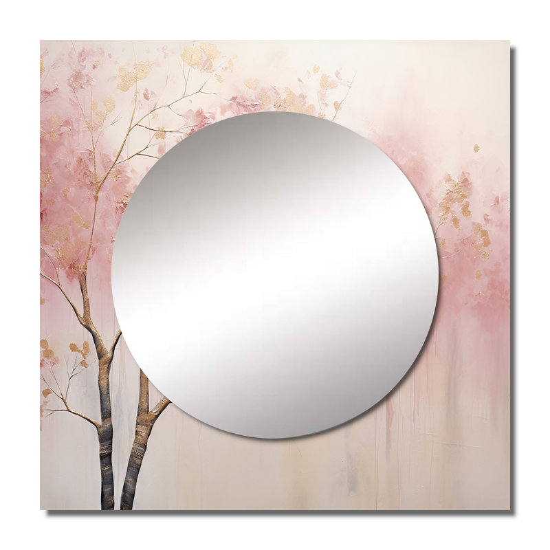 Grand miroir carré Cornelle - Minimalisme rose et doré, 23 po x 23 po