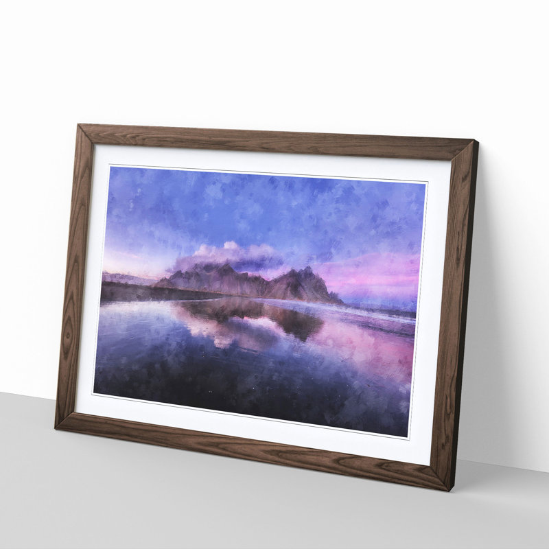 Vestrahorn Mountain In Iceland - Picture Frame Painting, 24cm H x 33cm W x 2cm D, Walnut
