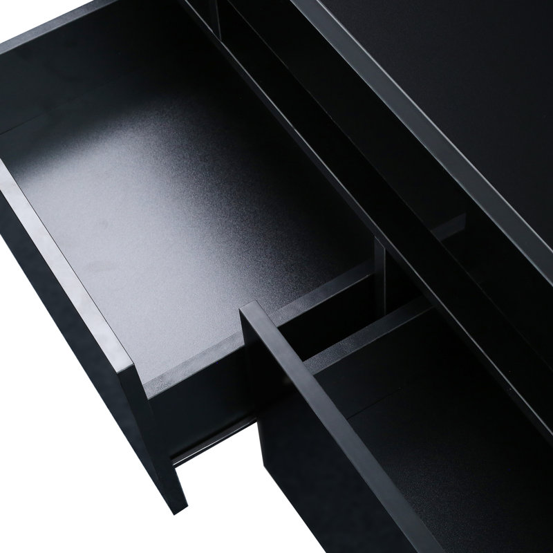 Console de télévision moderne noire 60 à 69 pouces avec 20 lumières DEL et support pour écran de télécommande compatible 20 couleurs