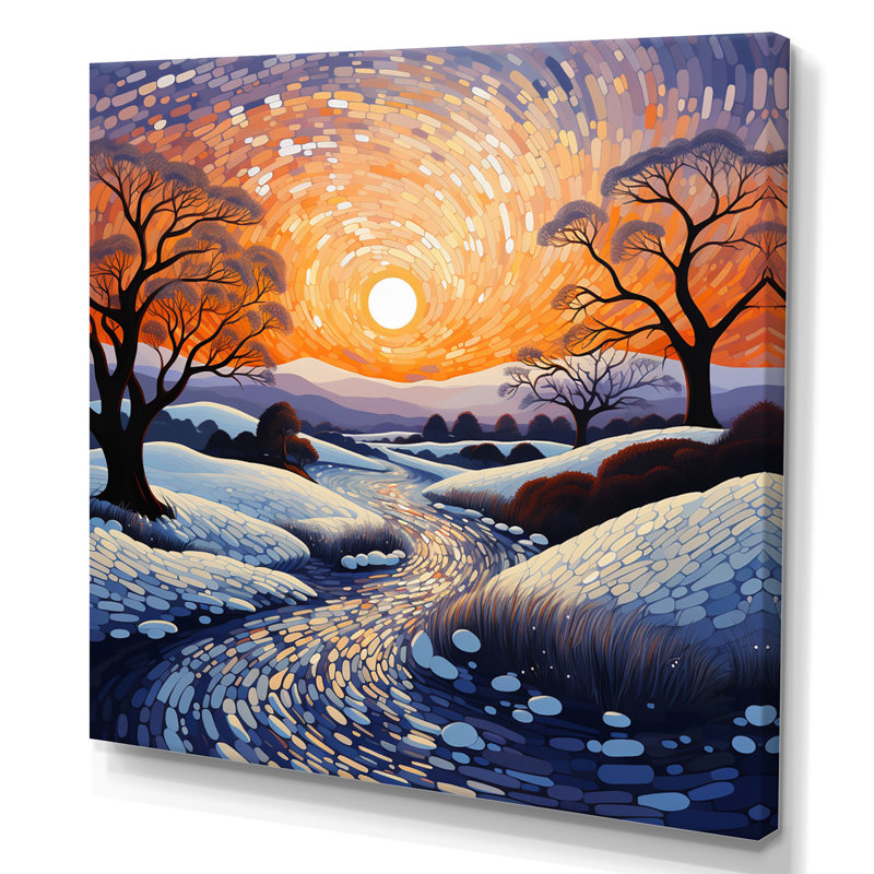 Winter River At Night I, reproduction d'art sur toile, Toile tendue, H 36 po x l 36 po x P 1,5 po
