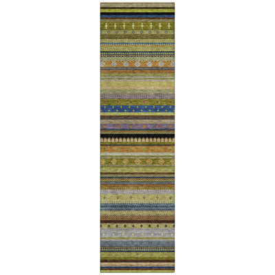 Machine Washable Indoor/Outdoor Husby ACN2218 Striped Rug