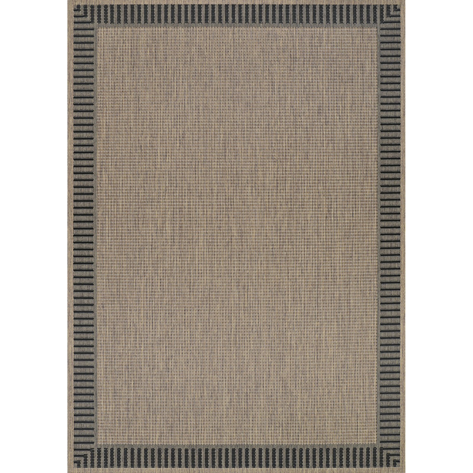 Sania Solid Black Cocoa Brown Flatwoven Indoor Outdoor Area Rug, Rectangle 5'3" x 7'6", Brown / Black