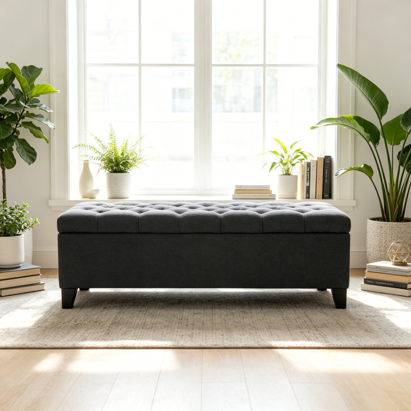 OTTOMAN DE RANGEMENT GLOUSTER, Gris foncé