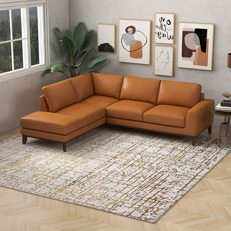 Peterson 97" Wide Genuine Leather Sofa & Chaise, Left Hand Facing