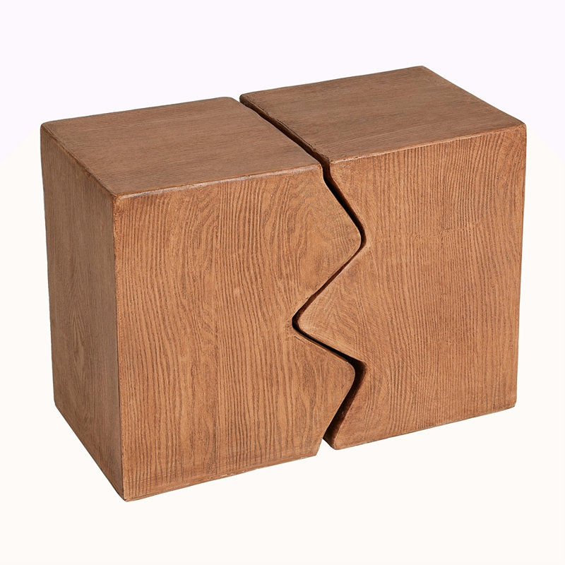 MGO Side Table, Set Of 2 Rectangular Outdoor Side Tables, Decorative Garden Stools For Indoor Outdoor, Accent Table,Patio Side Table,Nesting End Table,Faux Wood Natural Color