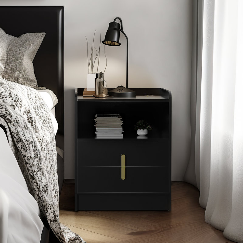 Donterious 17.7 " W Nightstand, Black
