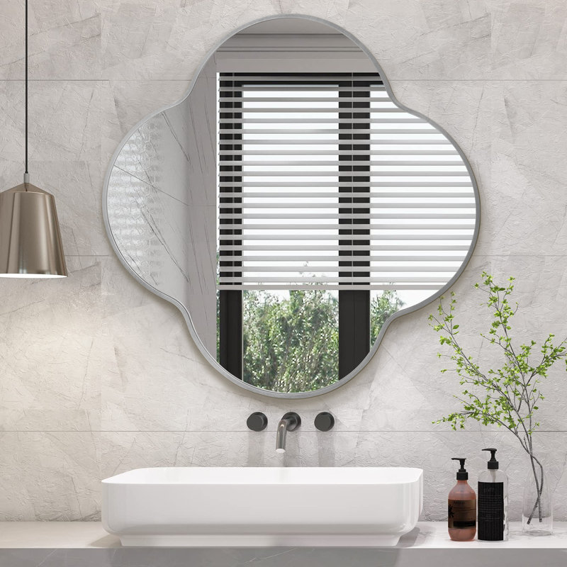Miroir mural Clover, 32 po x 32 po, Noir
