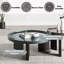 Table basse Lakita vert noirâtre et chêne fumé.