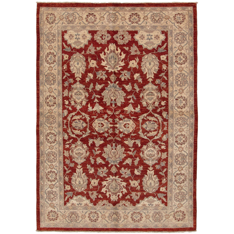 Tapis zone en laine ivoire/beige 5 pi 6 po x 7 pi 10 po one-of-the main-noué la 2010 chobi Humbert
