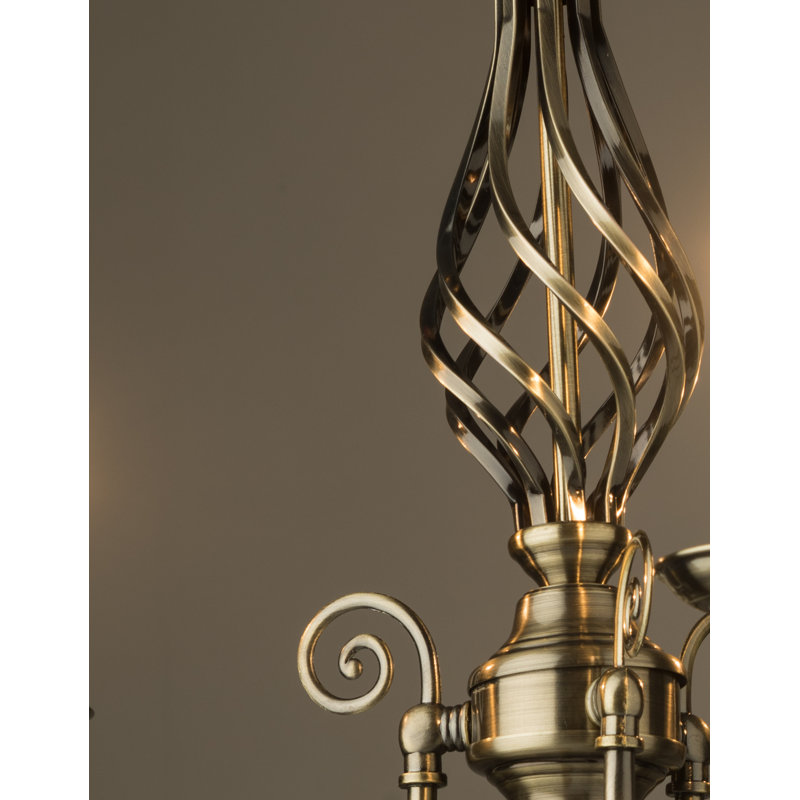 Zoey 3-Light Antique Brass Traditional Twist Candle Candelabra Style Chandelier