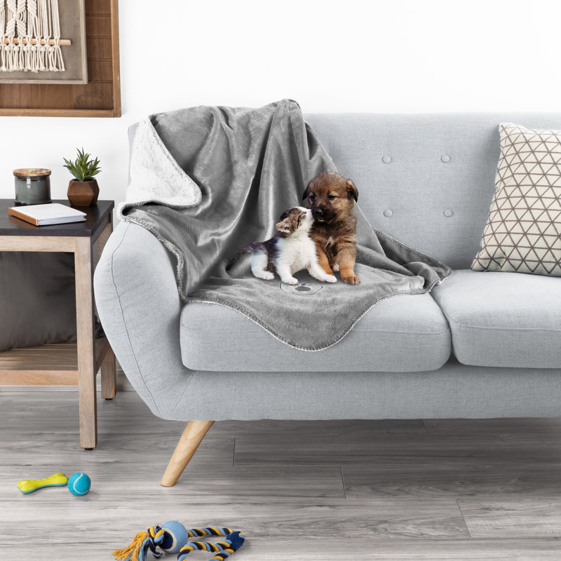 Waterproof Reversible Plush and Sherpa Pet Blanket, 30" x 40"