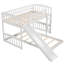 Lit simple superposé au dessus d'un lit blanc, équipé d'une structure coulissante et réversible en pin massif, peu encombrant pour les chambres à coucher, caractéristiques de style gris, 18 lattes de soutien, côté ajustable fabriqué en blanc