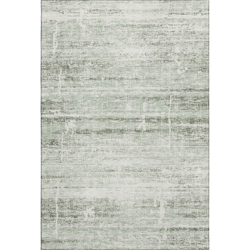 Premium Machine Washable Gerardo Sage Rug, Rectangle 3' x 5'