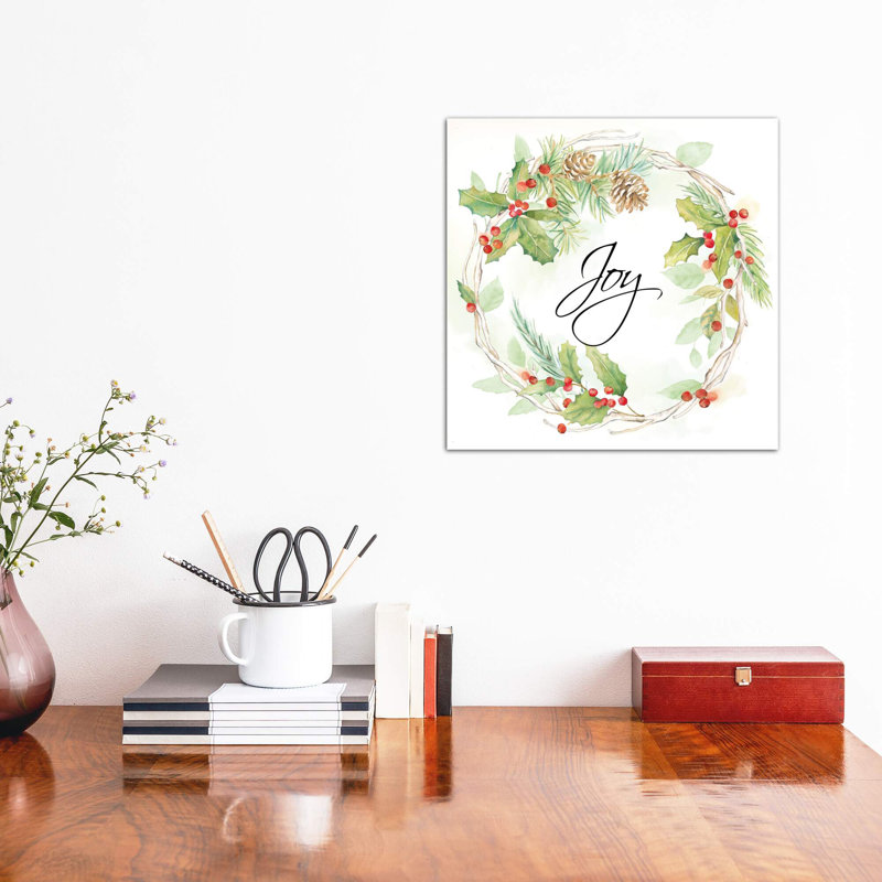 Holiday Wreath Joy by Cynthia Coulter - Wrapped Canvas Print, No Frame, 45.72 cm H x 45.72 cm W x 3.175 cm D