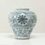 Env. Vase 14,6 pouces bleu subtil et blanc (ouverture de 7 po)