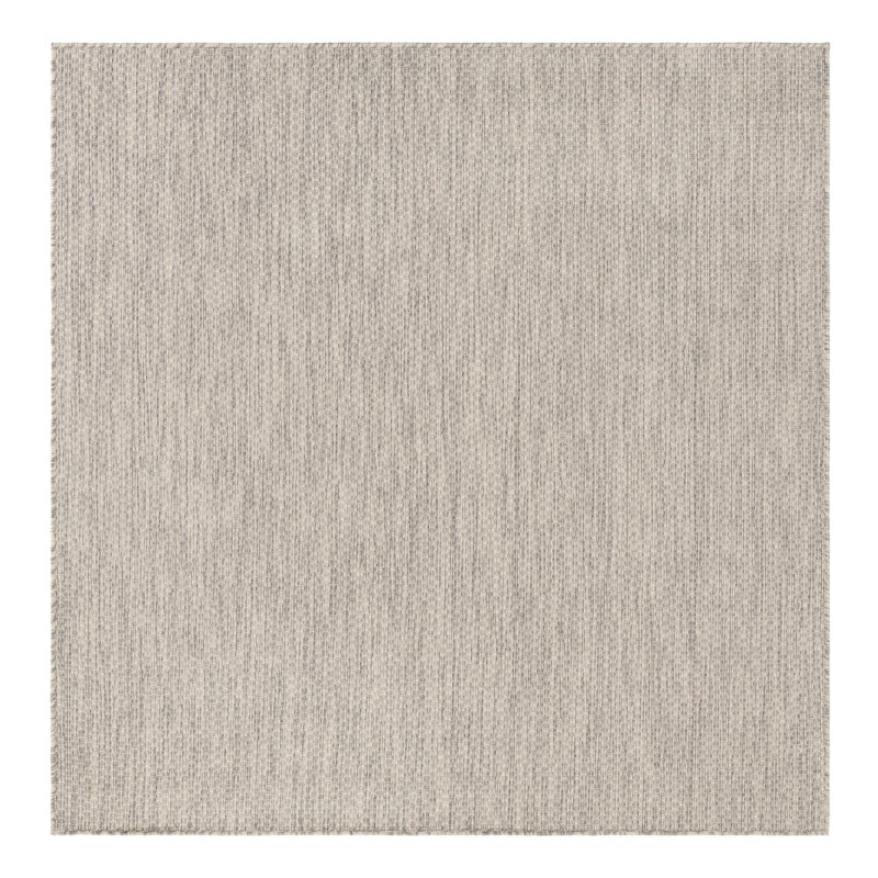 Tapis intérieur / extérieur gris clair / ivoire Highland, Carré 10 pi