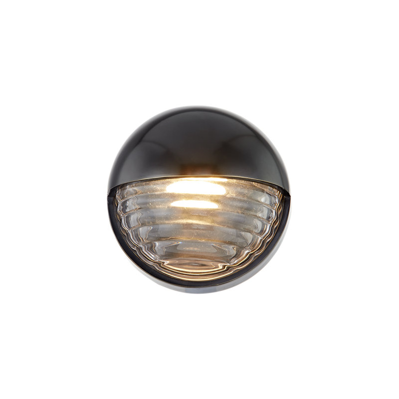 Palais Aluminum LED Flush Mounted Sconce, Ribbed Glass/Urban Bronze