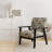 Cobalt Blue Scrollwork Swirls Victorian Pattern II - Upholstered Floral Accent Chair-1244380807