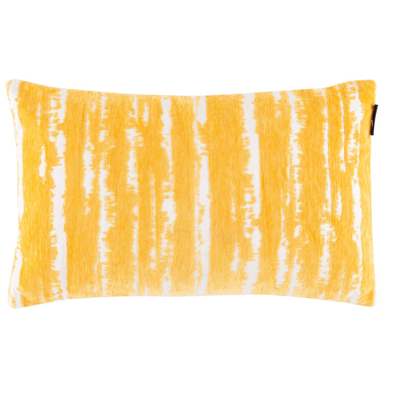 Yellow and White Rectangular Cotton Throw Pillow 12" x 20"