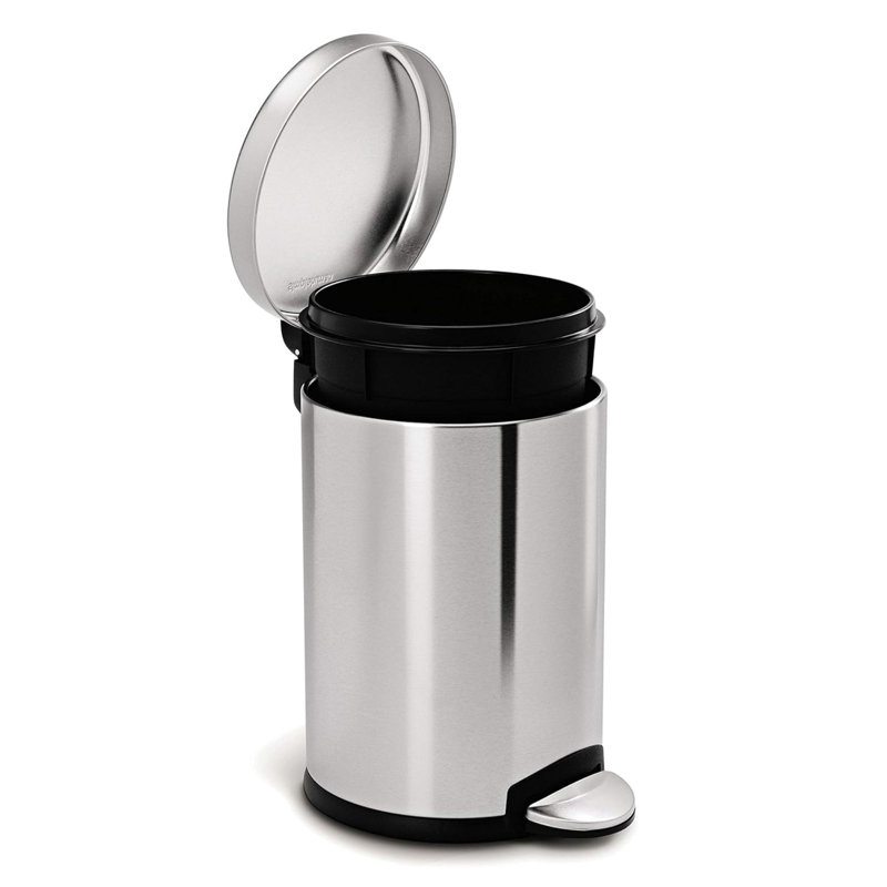 Poubelle de salle de bain 1,2 gallon ronde en acier inoxydable brossé