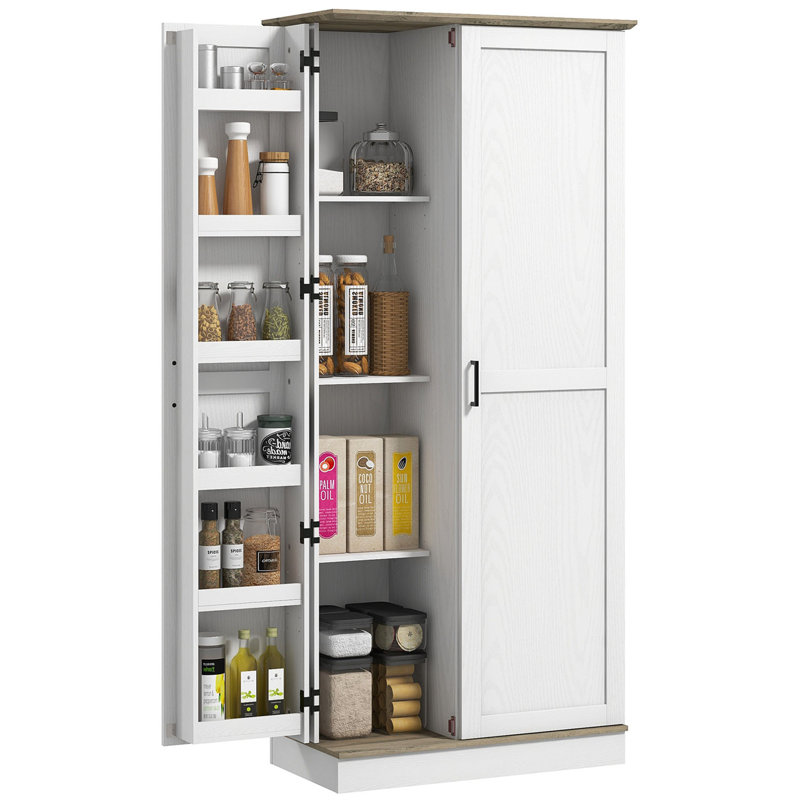 Grand garde-manger, armoire de rangement moderne avec 6 étagères à épices et tablettes réglables