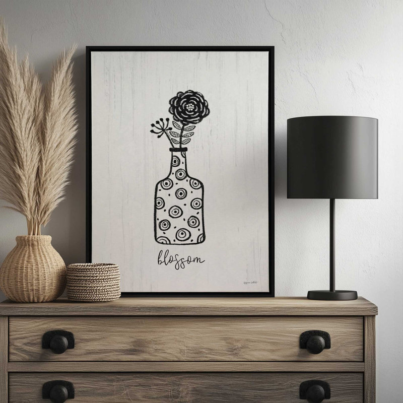 «Funky Flowers - Blossom» par Annie Lapoint, reproduction d'art, L 24 po x H 32 po, Brun, Toile avec cadre