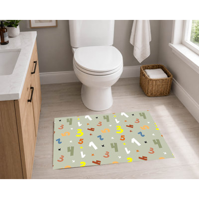 Tapis de toilette rectangulaire absorbant antidérapant à chiffres colorés