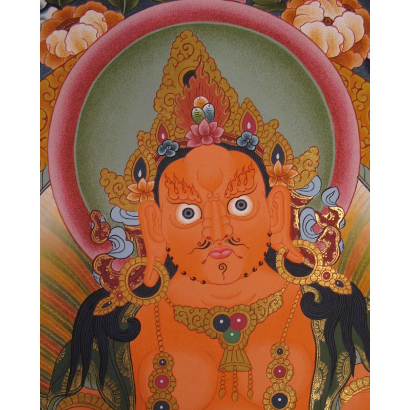 Dzambala (Thangka sans brocart) | Or pur 24 carats, gouache et acrylique sur toile de coton