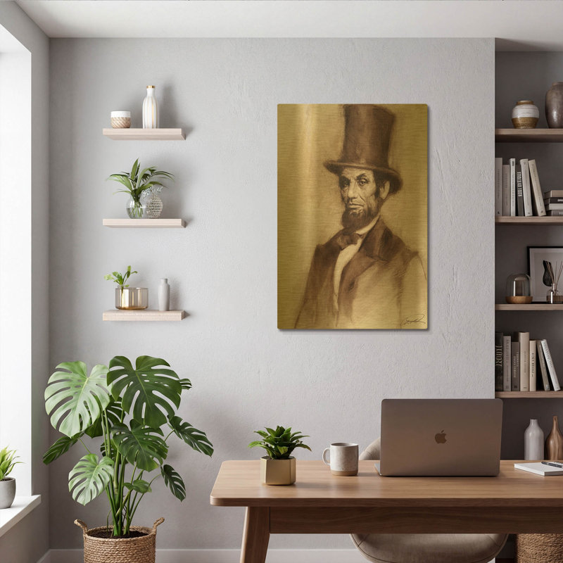 Tableau mural en métal doré « Honest Abe » de Robert Campbell, 61 x 91 cm, 24 po x 36 po