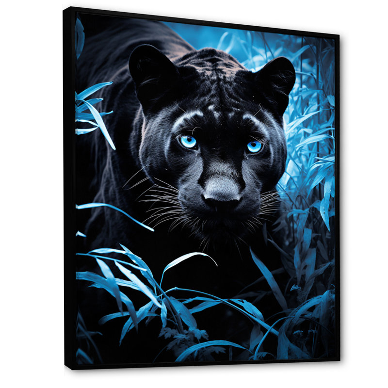 «Black Blue Panther Hidden Observer Infrared» sur toile, H 20 po x l 12 po x P 1 po, Cadre flottant noir