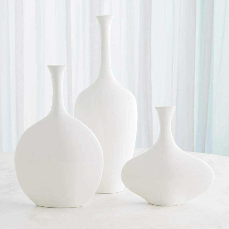 Silhouette Vase-Slim, White, Overall Height-  12"