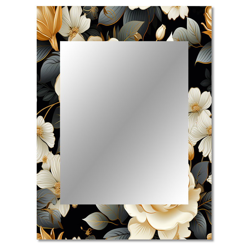 Décoration murale Timeless Beige Rose Elegant - Miroir floral, 40 po x 30 po