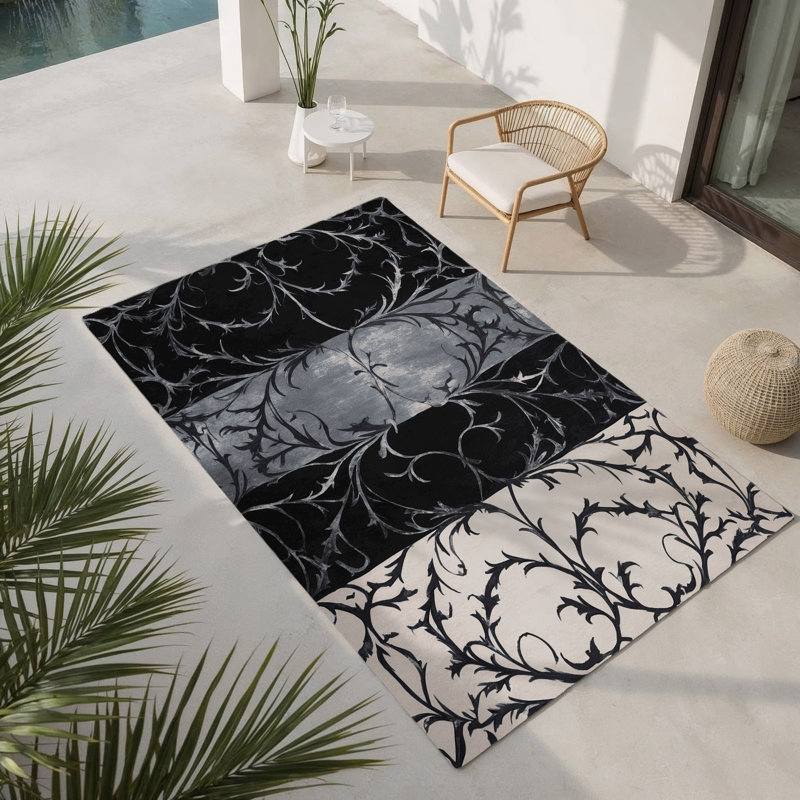 Tapis intérieur et extérieur Ebony Vine, Rectangle 1 pi 6 po x 2 pi 6 po