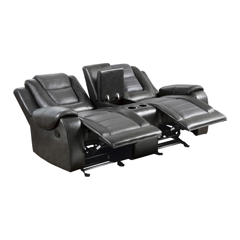 Causeuse inclinable avec console centrale, causeuse moderne de luxe moderne, canapé en similicuir et canapé